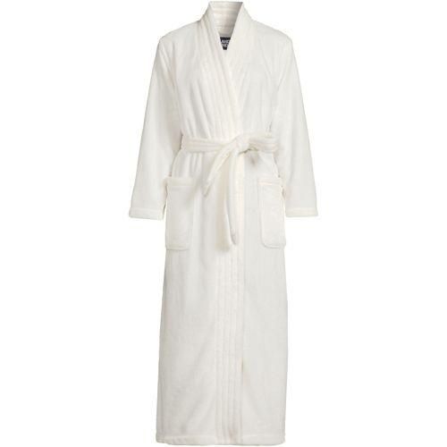 Bademantel aus Plüsch-Fleece, Damen,  Weiß, Polyester, by Lands' End