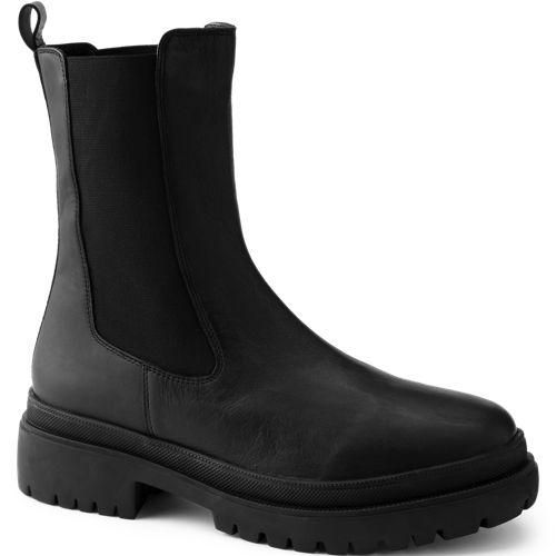 Chelsea-Boots aus Leder, Damen,  Schwarz, Leder, by Lands' End