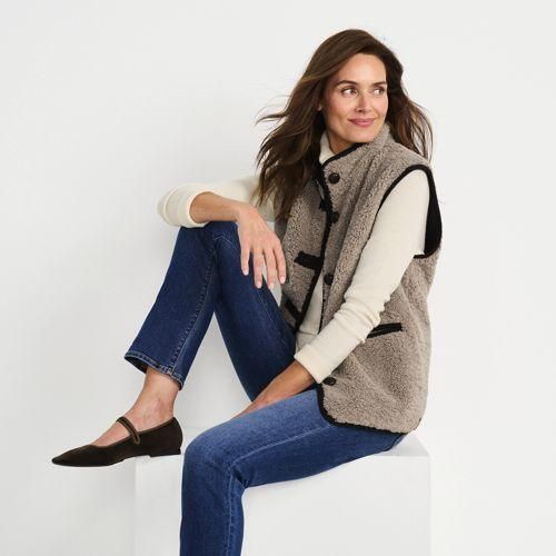 Teddy-Weste, Damen,  Grau, Polyester, by Lands' End