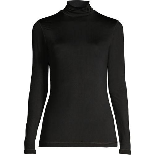 Funktionsshirt mit Rollkragen THERMASKIN, Damen,  Schwarz, Polyester-Mischung, by Lands' End
