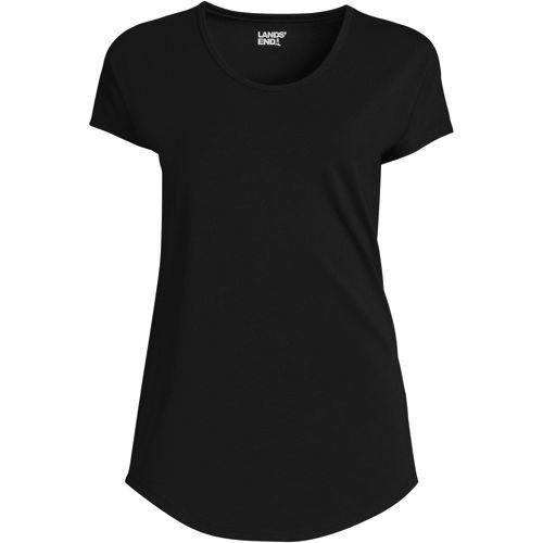 Shirt aus Baumwolle/Modal-Mix mit Ballett-Ausschnitt, Damen,  Schwarz, Baumwolle Modal, by Lands' End