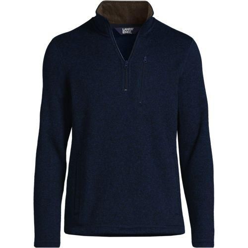 Fleecepullover in Troyerform, Herren,  Blau, Polyester, by Lands' End
