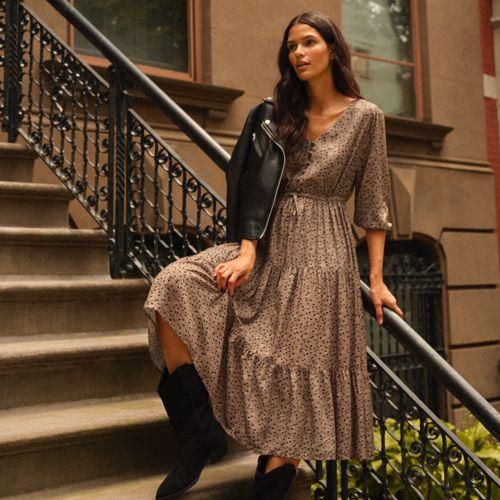 Midikleid mit Stufenrock, Damen,  Braun, by Lands' End