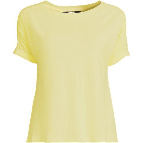 Leinen/Modal-Shirt mit kurzen Ärmeln, Damen,  Gelb, Leinen/Baumwolle Modal, by Lands' End