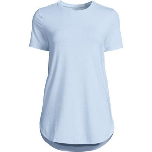 Funktionsshirt ACTIVE mit kurzen Ärmeln, Damen,  Blau, Polyester-Mischung/Baumwolle Modal, by Lands' End