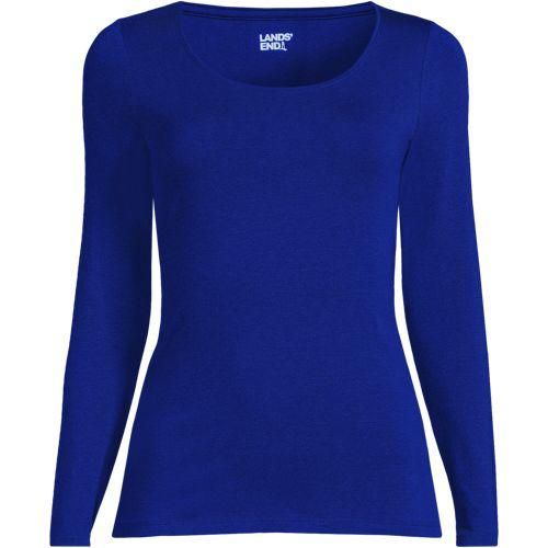 Baumwolle/Modal-Shirt mit Ballett-Ausschnitt, Damen,  Blau, Baumwolle Modal, by Lands' End