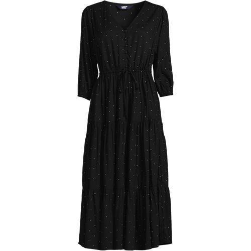 Midikleid mit Stufenrock, Damen,  Schwarz, by Lands' End