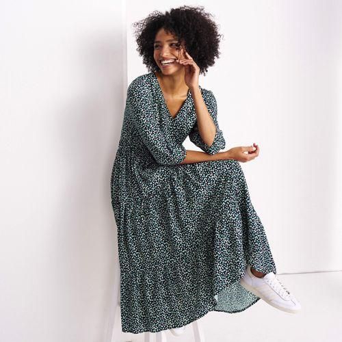 Midikleid mit Stufenrock, Damen,  Schwarz, by Lands' End