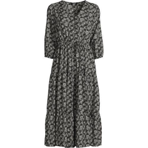 Midikleid mit Stufenrock, Damen,  Schwarz, by Lands' End