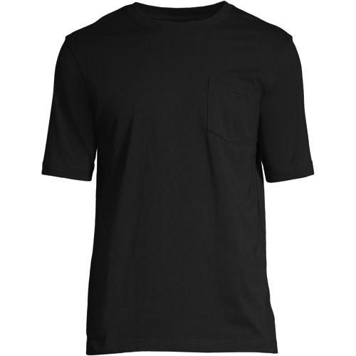 Super-T Kurzarm-Shirt mit Brusttasche, Classic Fit, Herren,  Schwarz, Baumwolle, by Lands' End