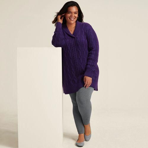 Starfish Leggings, Damen,  Grau, Elasthan/Baumwoll-Mischung, by Lands' End