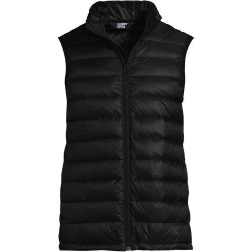 Ultraleichte verstaubare Wanderweight-Daunenweste, Herren,  Schwarz, Polyester/Nylon/Daunen, by Lands' End