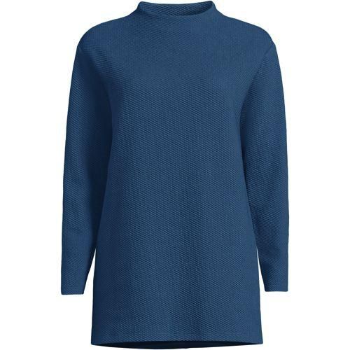 Pullover aus Strukturstrick, Damen,  Blau, Baumwoll-Mischung/Polyester-Mischung, by Lands' End