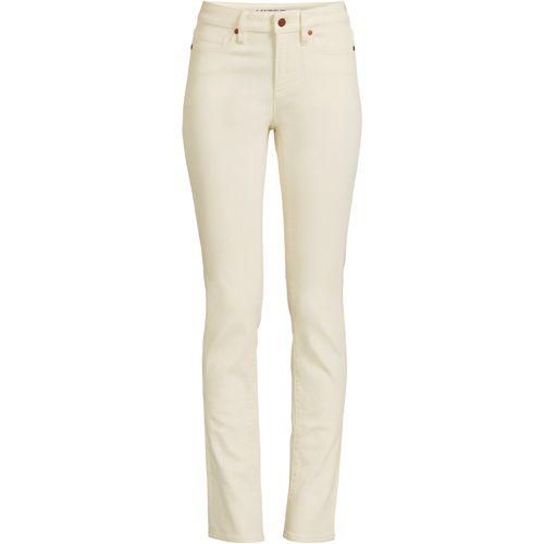 Naturfarbene Straight Fit Jeans Mid Waist, Damen,  Weiß, Elasthan/Baumwoll-Mischung/Polyester-Mischung, by Lands' End