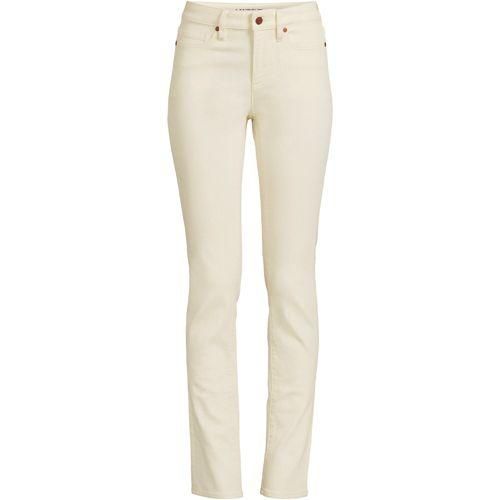 Naturfarbene Straight Fit Jeans Mid Waist, Damen,  Weiß, Elasthan/Baumwoll-Mischung/Polyester-Mischung, by Lands' End