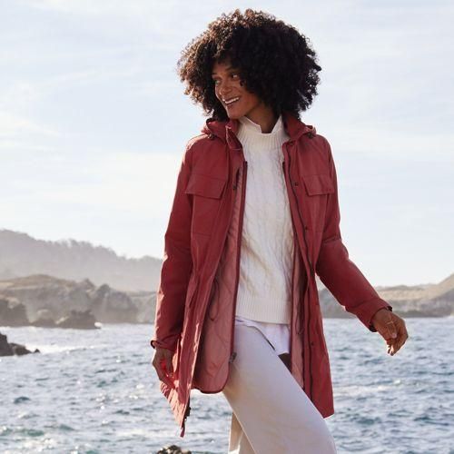 3-in-1-Wachsjacke aus Baumwollmix, Damen,  Rot, Baumwolle/Nylon, by Lands' End