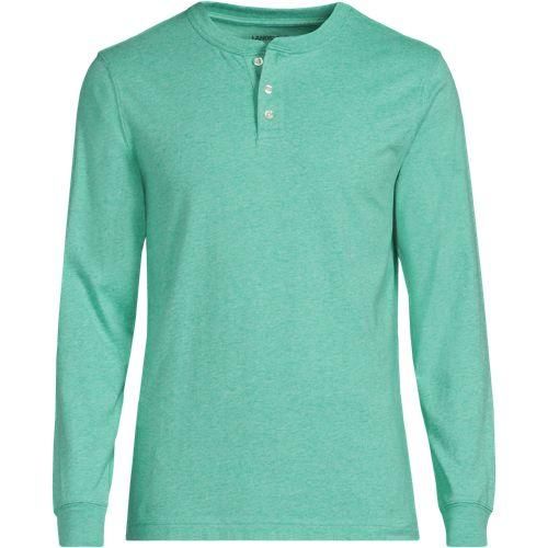 Super-T Langarm-Henleyshirt, Classic Fit, Herren,  Grün, Baumwolle, by Lands' End