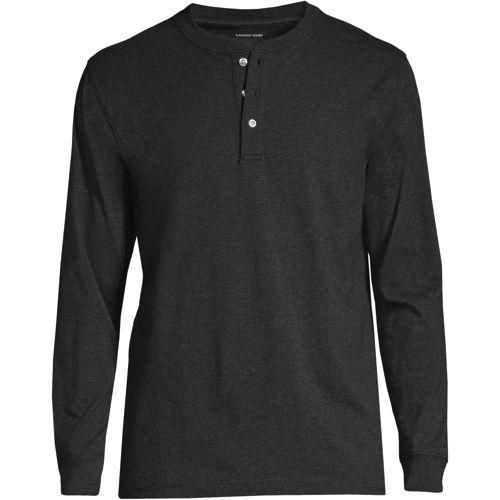 Super-T Langarm-Henleyshirt, Classic Fit, Herren,  Schwarz, Baumwolle, by Lands' End