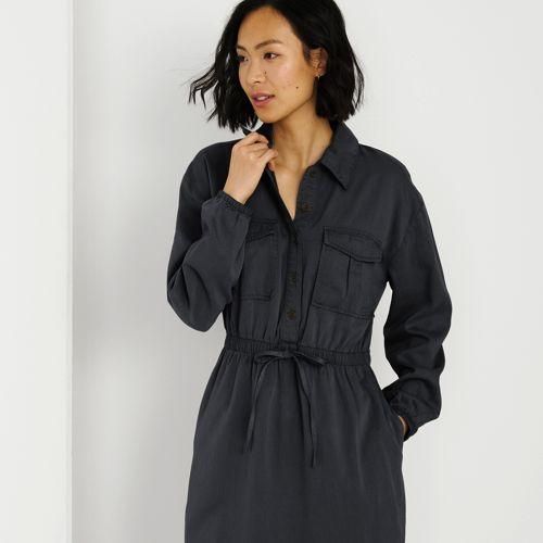 Utility-Kleid, Damen,  Schwarz, Baumwolle/Lyocell (Viskose), by Lands' End