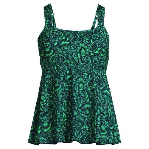 Ausgestelltes Tankinitop mit U-Ausschnitt in Lang-Größe, Damen,  Rot, Elasthan/Polyester-Mischung/Nylon-Mischung, by Lands' End
