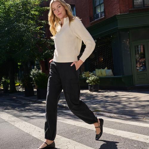 Cargohose aus Lyocell-Mix, Damen,  Schwarz, Baumwoll-Mischung, by Lands' End
