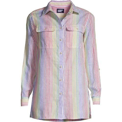 Leinen-Hemdbluse im Worker-Stil, Damen,  Sonstige, Leinen, by Lands' End