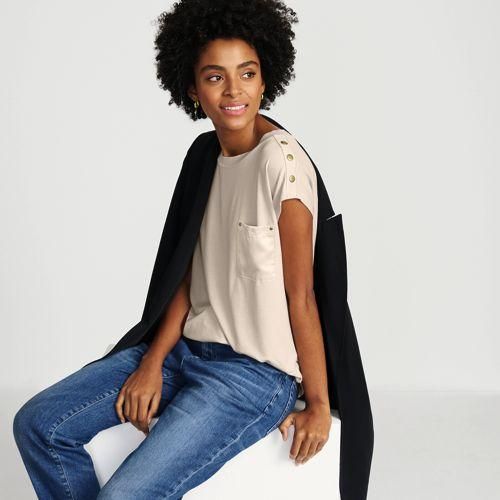 Shirt mit Brusttasche aus Viskose-Stretch, Damen,  Weiß, by Lands' End