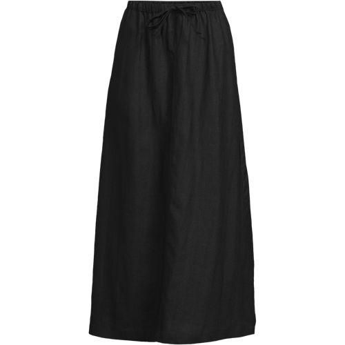 Leinen-Midirock, Damen,  Schwarz, by Lands' End