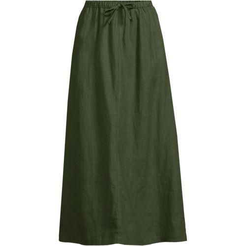 Leinen-Midirock, Damen,  Grün, by Lands' End