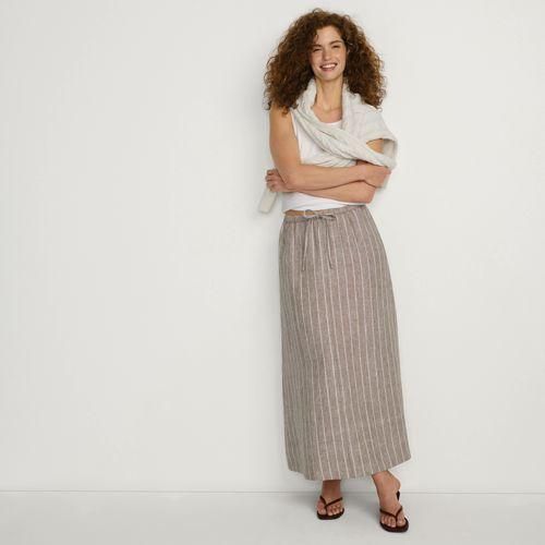 Leinen-Midirock, Damen,  Beige, by Lands' End