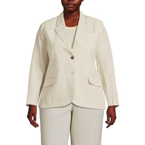 Leinenblazer, Damen,  Beige, Leinen, by Lands' End