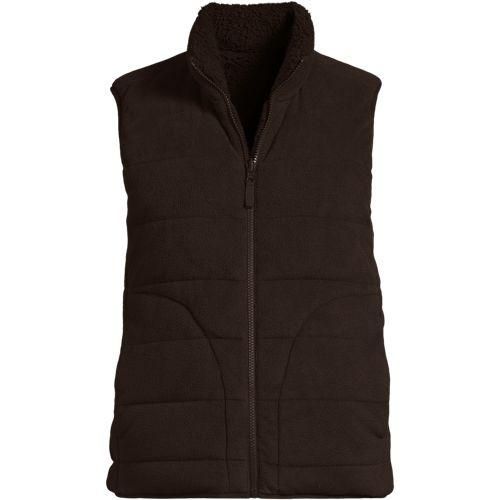 Fleece-Steppweste zum Wenden, Damen,  Braun, Polyester, by Lands' End