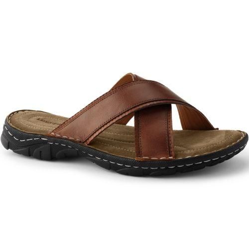 Leder-Sandalen mit gekreuzten Riemen, Herren,  Braun, Leder, by Lands' End
