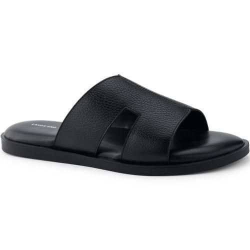 Leder-Pantoletten, Herren,  Schwarz, Leder, by Lands' End
