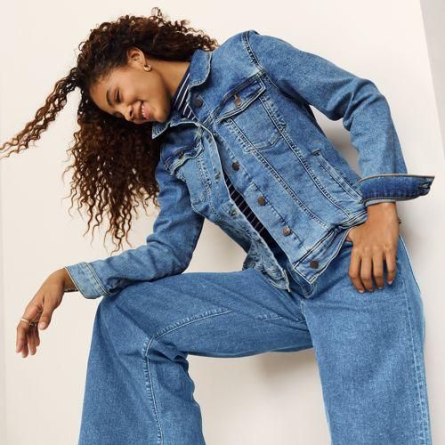 Jeansjacke, Damen,  Blau, Baumwolle/Elasthan/Polyester, by Lands' End