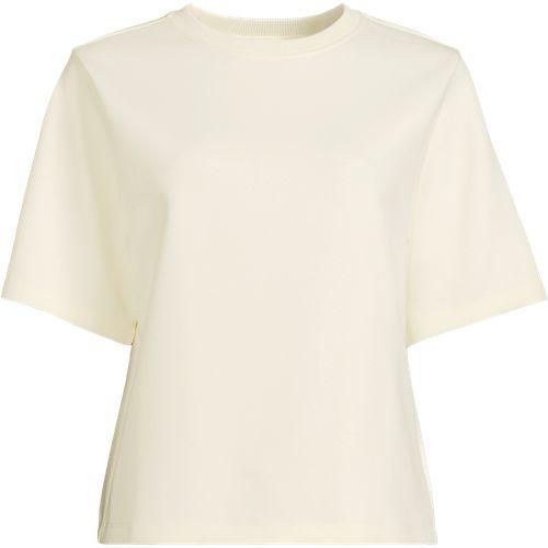 Deluxe Soft Shirt mit Rundhalsausschnitt, Damen,  Weiß, Baumwolle/Polyester-Mischung, by Lands' End