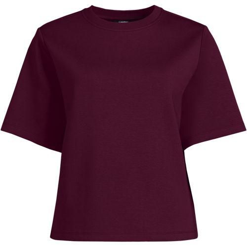 Deluxe Soft Shirt mit Rundhalsausschnitt, Damen,  Lila, Baumwolle/Polyester-Mischung, by Lands' End