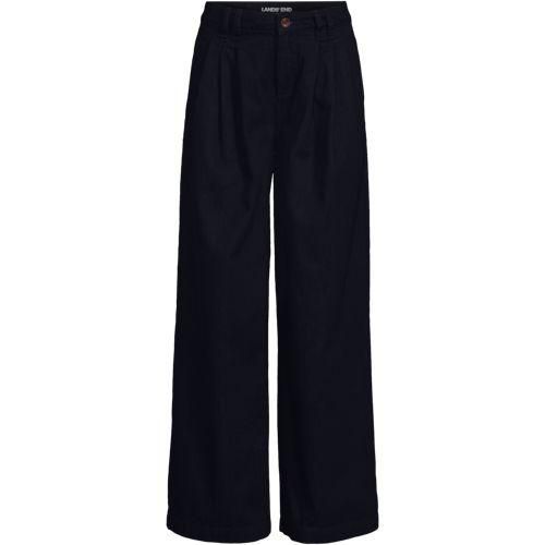 Leichte Bundfalten-Jeans mit weitem Bein, Damen,  Blau, Baumwolle, by Lands' End