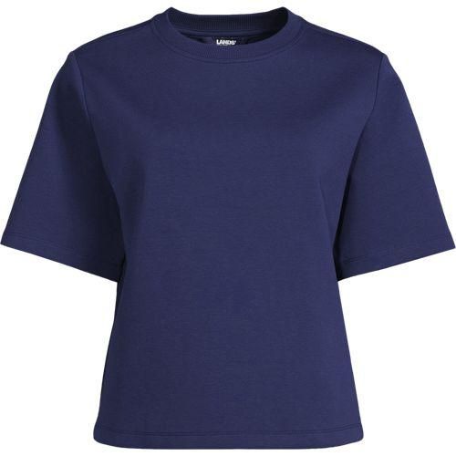 Deluxe Soft Shirt mit Rundhalsausschnitt, Damen,  Blau, Baumwolle/Polyester-Mischung, by Lands' End