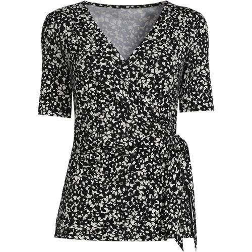 Shirt in Wickel-Optik, Damen,  Schwarz, by Lands' End