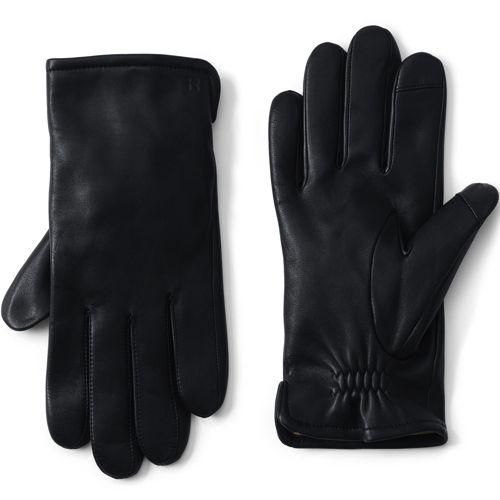 Leder-Handschuhe mit Kaschmirfutter, Herren,  Schwarz, Kaschmir/Leder, by Lands' End