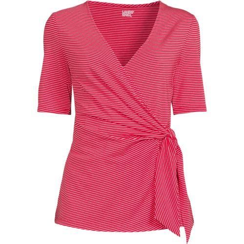 Shirt in Wickel-Optik, Damen,  Rot, by Lands' End