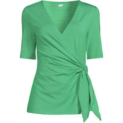 Shirt in Wickel-Optik, Damen,  Grün, by Lands' End