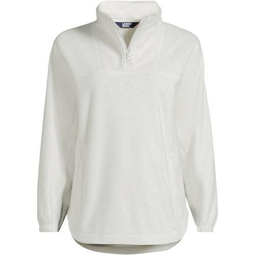 Luxe Fleece-Pullover, Damen,  Grau, Polyester, by Lands' End