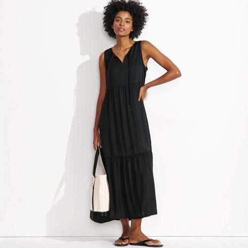 Maxi-Strandkleid, Damen,  Schwarz, Baumwolle Modal, by Lands' End