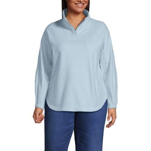 Luxe Fleece-Pullover, Damen,  Blau, Polyester, by Lands' End