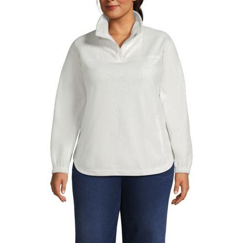 Luxe Fleece-Pullover, Damen,  Grau, Polyester, by Lands' End