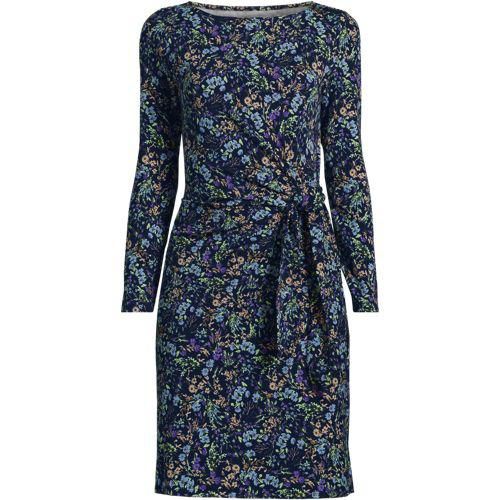 Baumwolle/Modal-Kleid mit Zierschleife, Damen,  Blau, Baumwolle Modal, by Lands' End
