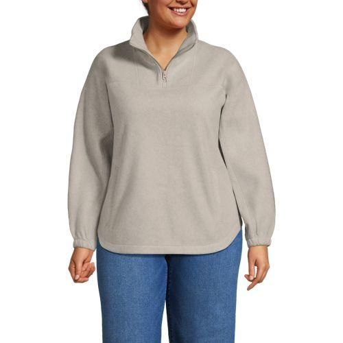 Luxe Fleece-Pullover, Damen,  Beige, Polyester, by Lands' End