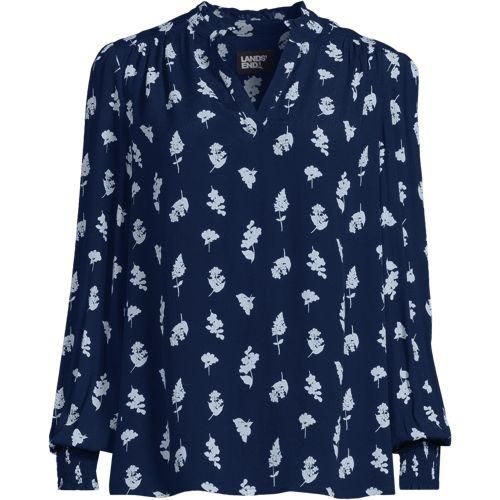 Bluse mit Tunika-Ausschnitt, Damen,  Blau, Viskose, by Lands' End